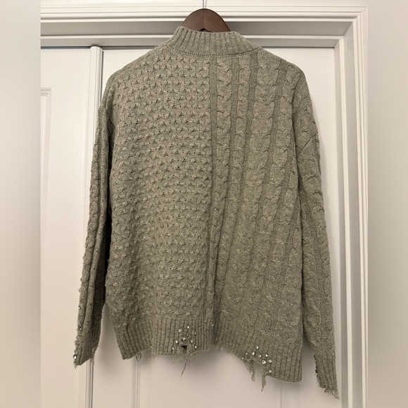 Zara Gray Knit Sweater with Rhinestone Accents - Picture 2 of 5